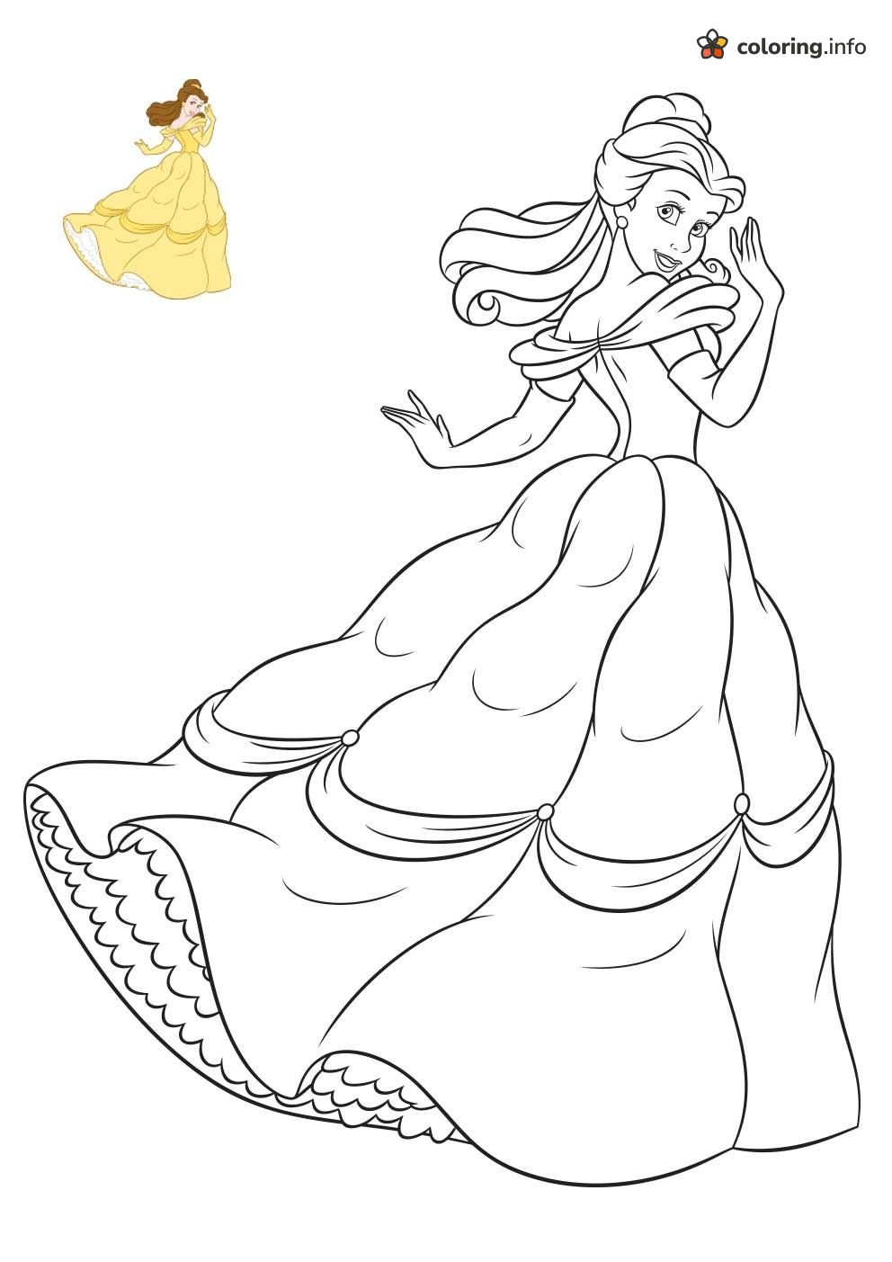 Twirling Belle in a Yellow Ballgown, Beauty and the Beast coloring page Twirling Belle in a Yellow Ballgown, Beauty and the Beast coloring page