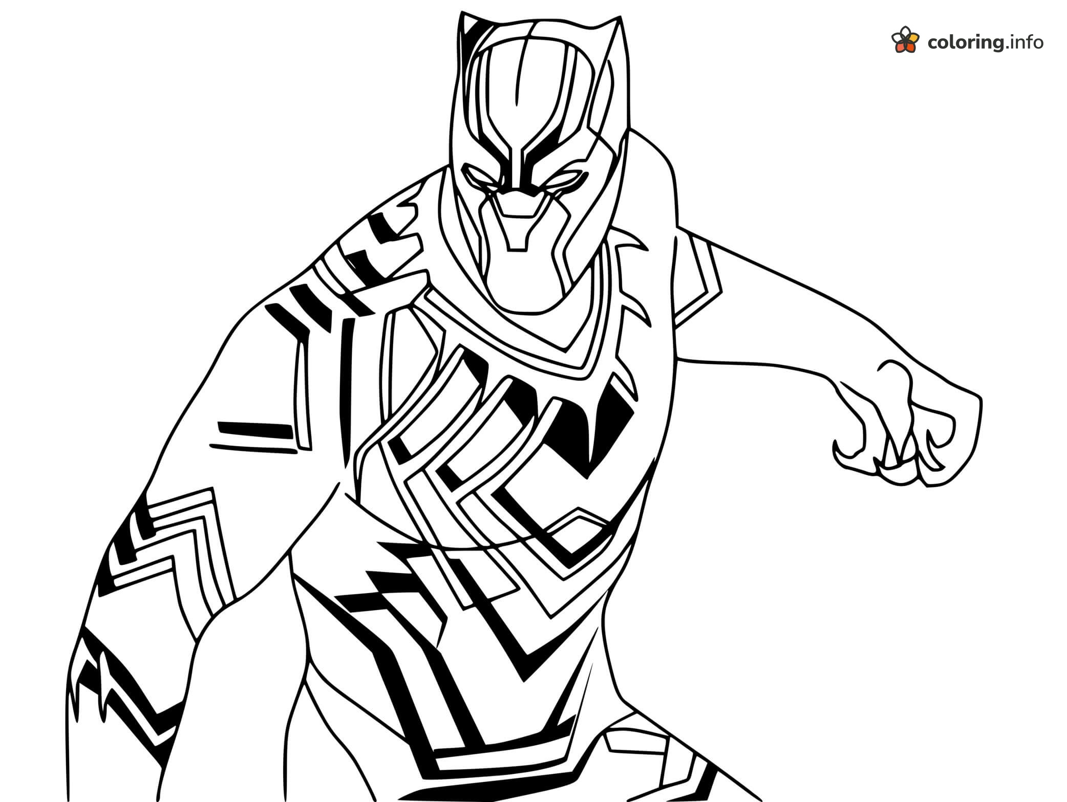 Low Crouch Black Panther in Geometric Suit coloring page Low Crouch Black Panther in Geometric Suit coloring page