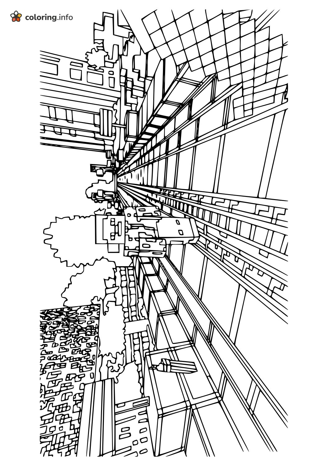 Skyscraper Street in Minecraft Blocks coloring page Skyscraper Street in Minecraft Blocks coloring page