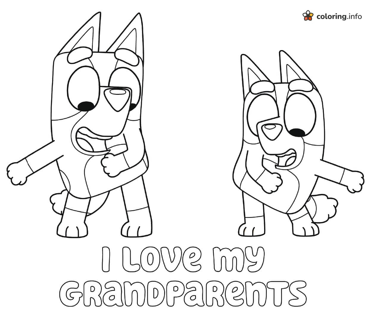 I Love My Grandparents Bluey and Bingo Dance coloring page I Love My Grandparents Bluey and Bingo Dance coloring page