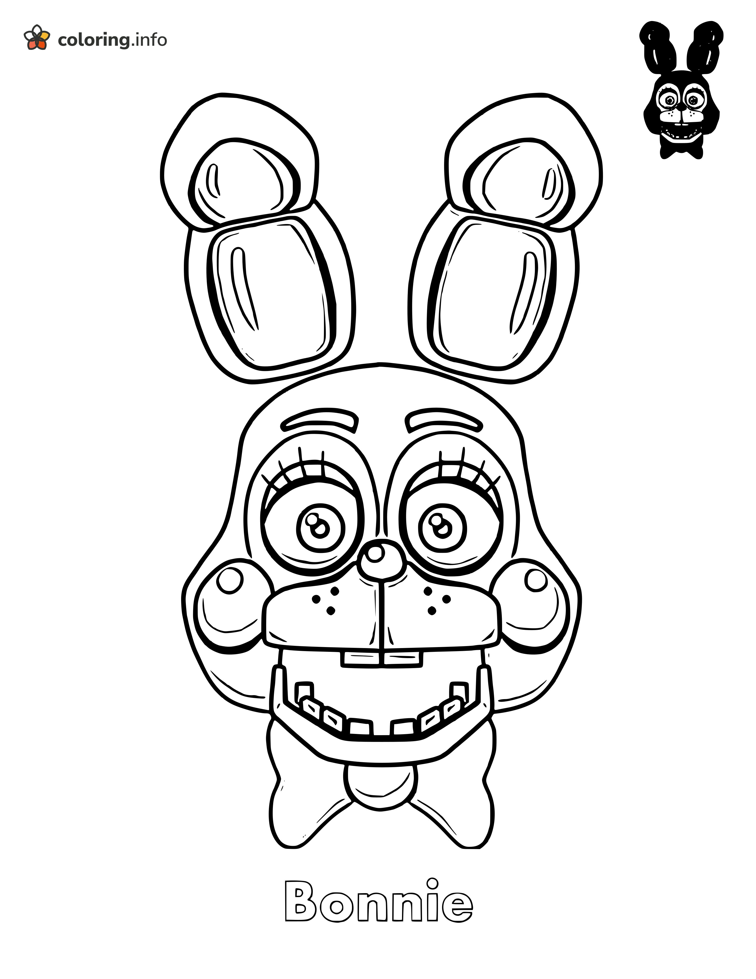 Friendly Bonnie Face With Bow Tie, Five Nights at Freddy's coloring page Friendly Bonnie Face With Bow Tie, Five Nights at Freddy's coloring page