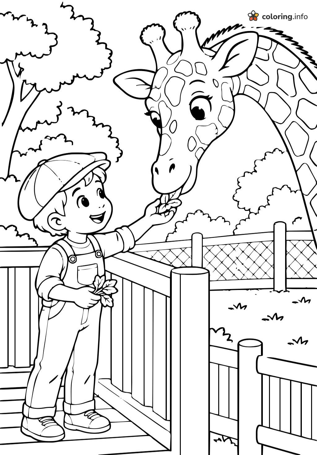Zoo Giraffe Leaf Snack, Blippi Coloring Page Zoo Giraffe Leaf Snack, Blippi Coloring Page
