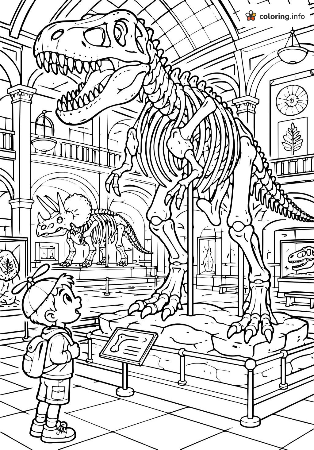 T-Rex Skeleton Museum Visit with Blippi coloring page T-Rex Skeleton Museum Visit with Blippi coloring page