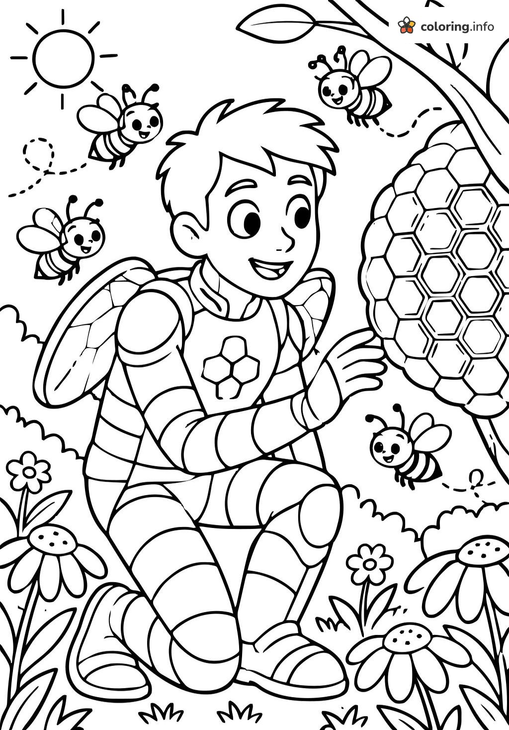 Buzzing Bees and a Wild Kratts Honeycomb Boy coloring page Buzzing Bees and a Wild Kratts Honeycomb Boy coloring page