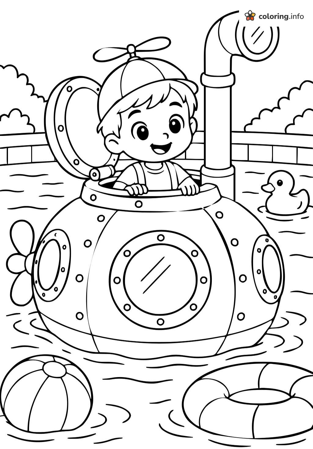 Rubber Duck Submarine Blippi Pool Page coloring page Rubber Duck Submarine Blippi Pool Page coloring page