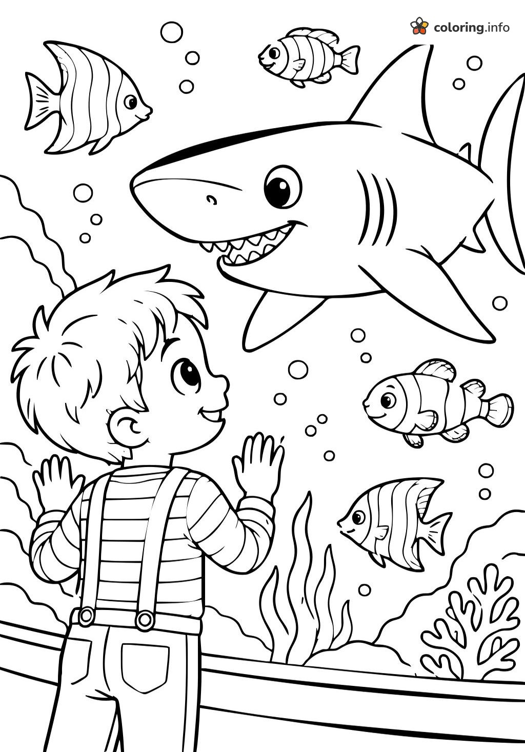 Friendly Shark Aquarium Blippi Page printable coloring page Friendly Shark Aquarium Blippi Page printable coloring page