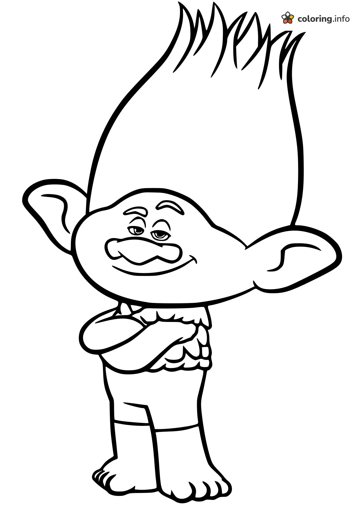 Branch Standing With Arms Crossed in Trolls World Tour coloring sheet Branch Standing With Arms Crossed in Trolls World Tour coloring sheet