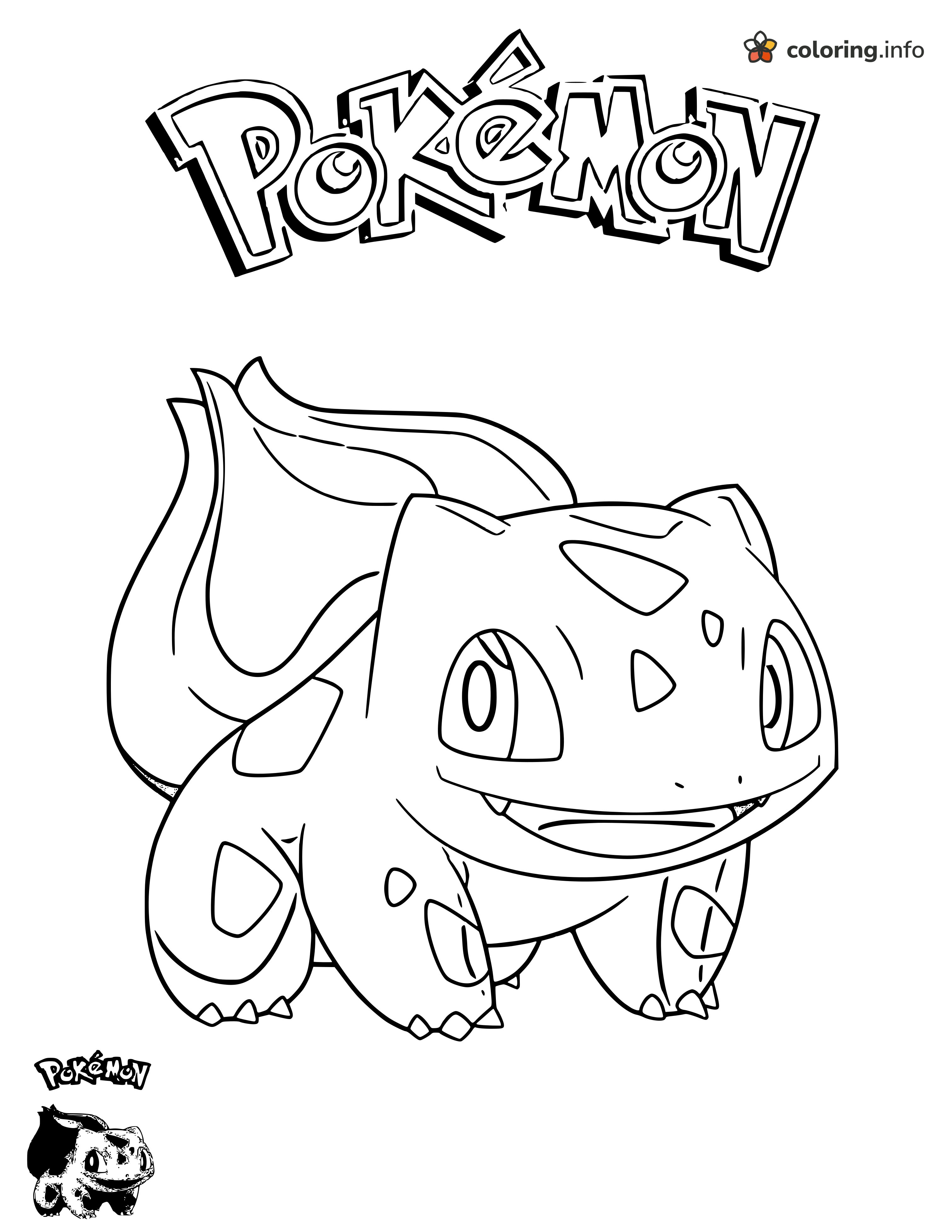 Smiling Bulbasaur Pokémon Front View coloring sheet Smiling Bulbasaur Pokémon Front View coloring sheet