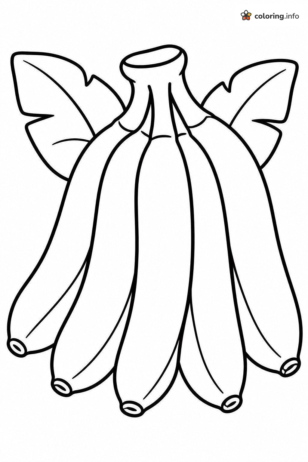 Five Bananas in a Bunch Between Two Leaves coloring sheet Five Bananas in a Bunch Between Two Leaves coloring sheet