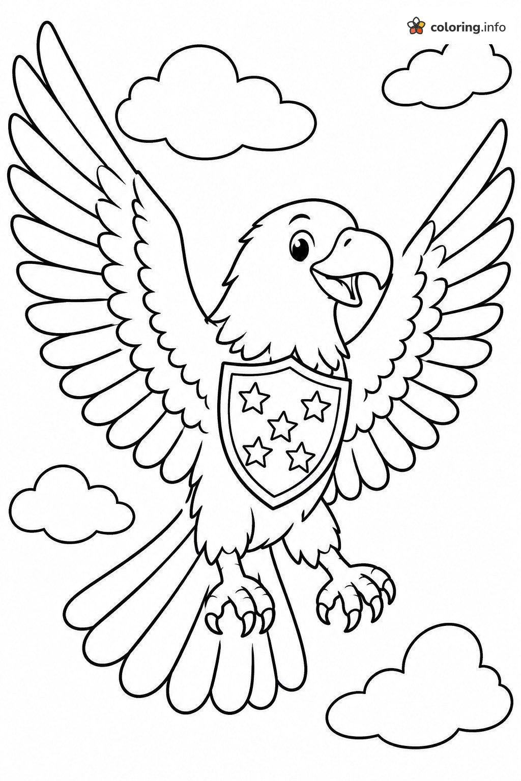 Happy Cartoon Eagle for 4th of July Coloring Happy Cartoon Eagle for 4th of July Coloring
