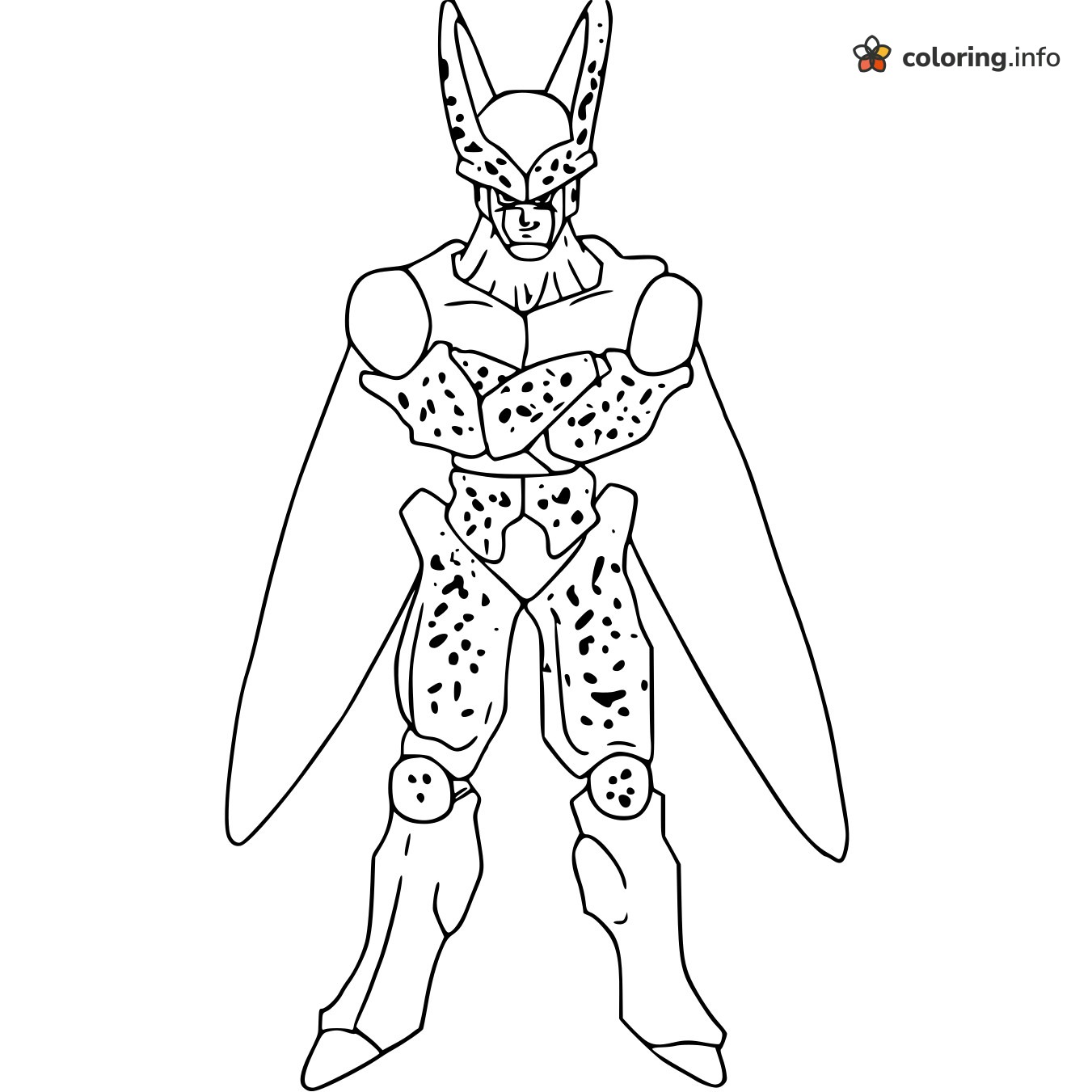 Cell in Perfect Form, Arms Crossed (Dragon Ball Z) coloring sheet Cell in Perfect Form, Arms Crossed (Dragon Ball Z) coloring sheet
