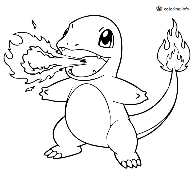 Fire-Breathing Charmander With a Flaming Tail coloring sheet Fire-Breathing Charmander With a Flaming Tail coloring sheet