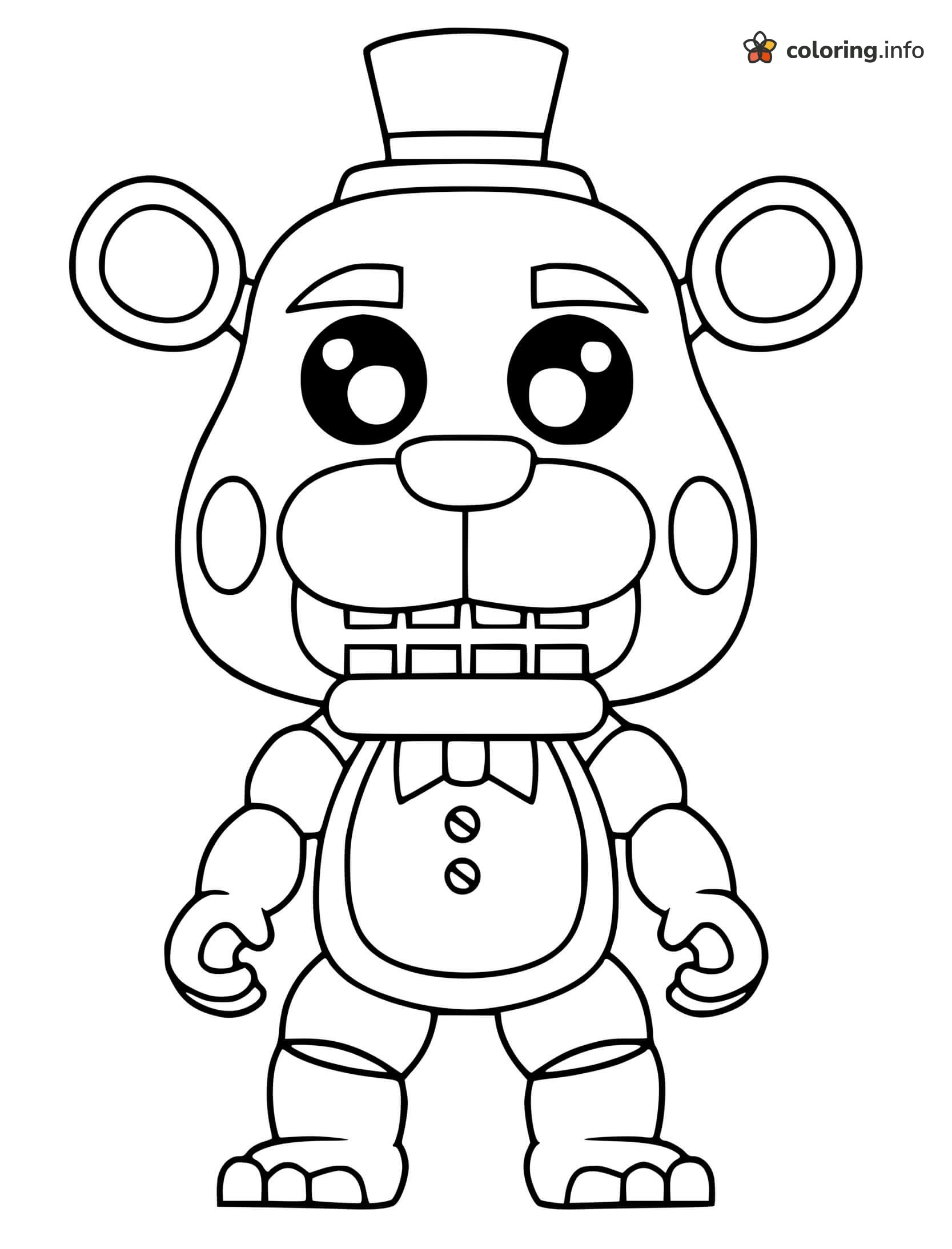 Little Chibi Freddy in Top Hat, Five Nights at Freddy's Page coloring page Little Chibi Freddy in Top Hat, Five Nights at Freddy's Page coloring page