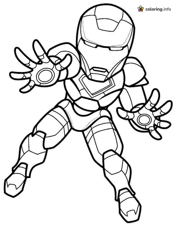 Little Chibi Iron Man in a Low Lunge coloring page Little Chibi Iron Man in a Low Lunge coloring page