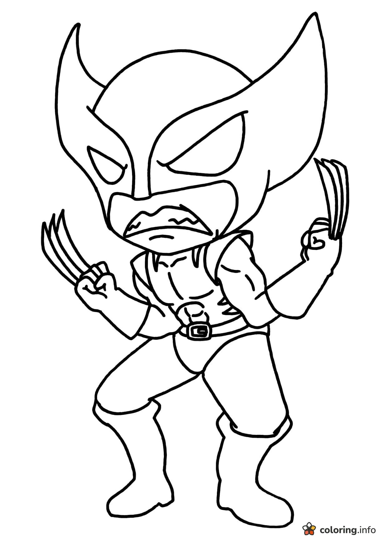 Little Chibi Wolverine, a Cute Marvel Tough Guy coloring page Little Chibi Wolverine, a Cute Marvel Tough Guy coloring page