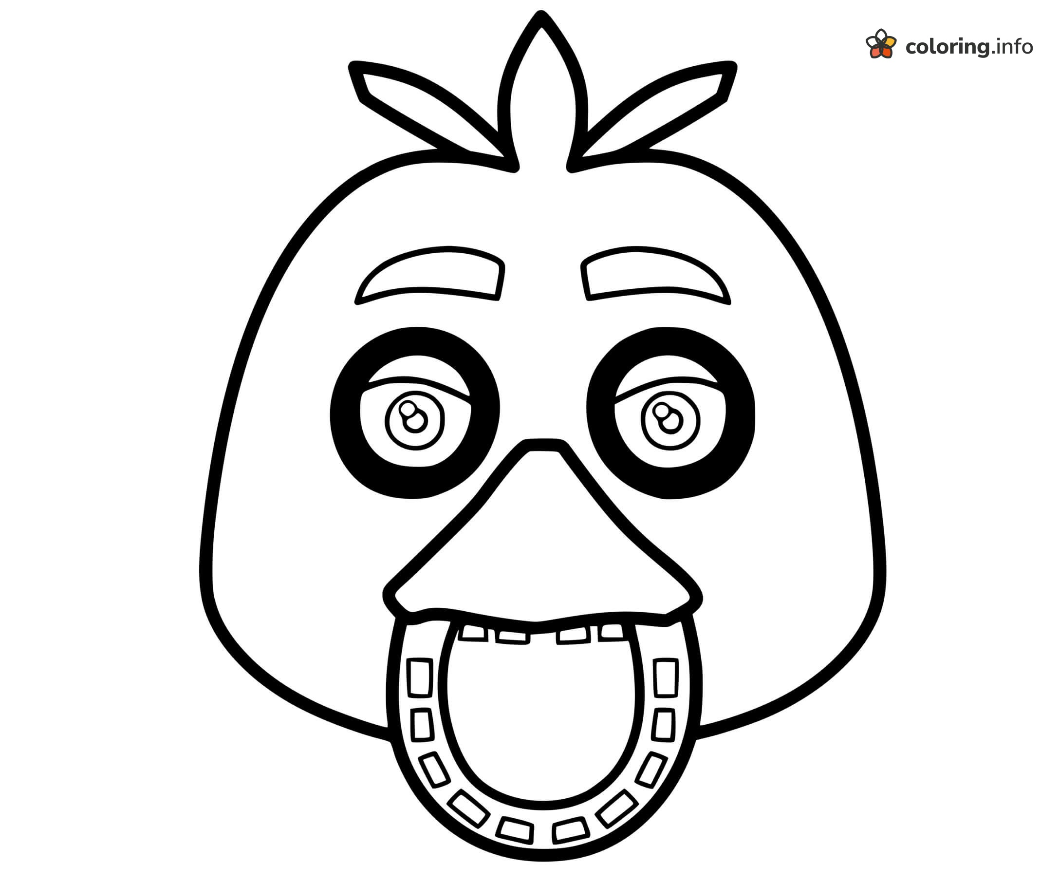 Chica's Open Beak Close-Up, Five Nights at Freddy's coloring sheet Chica's Open Beak Close-Up, Five Nights at Freddy's coloring sheet