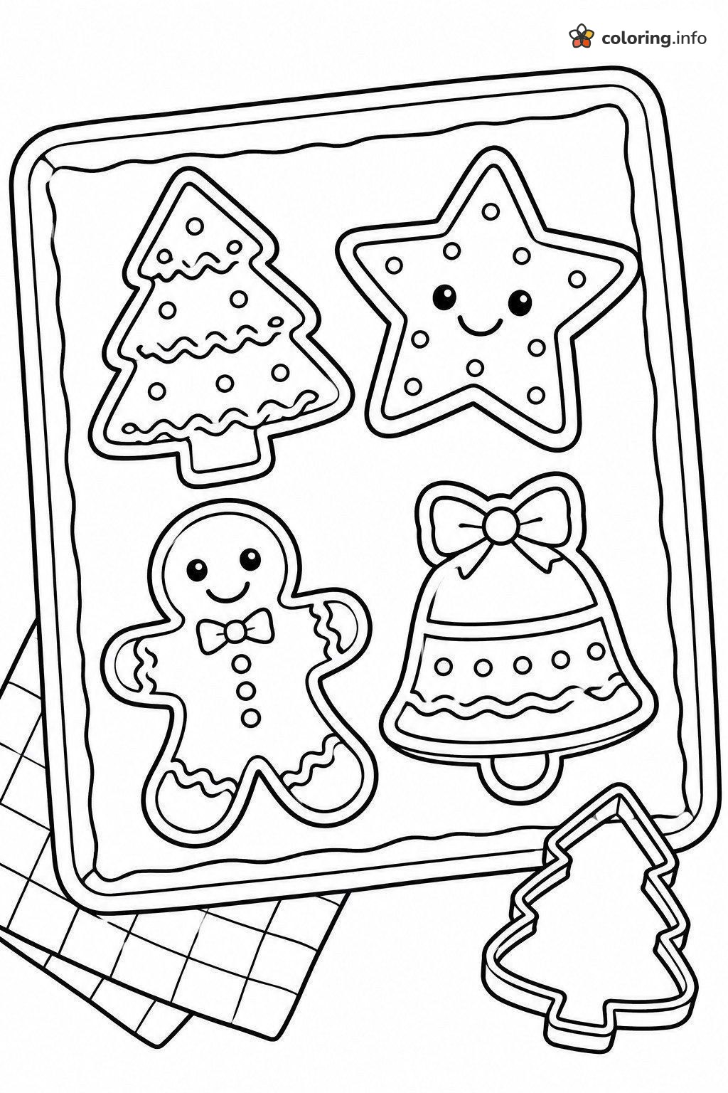 Iced Christmas Cookies Ready on a Baking Tray coloring page Iced Christmas Cookies Ready on a Baking Tray coloring page