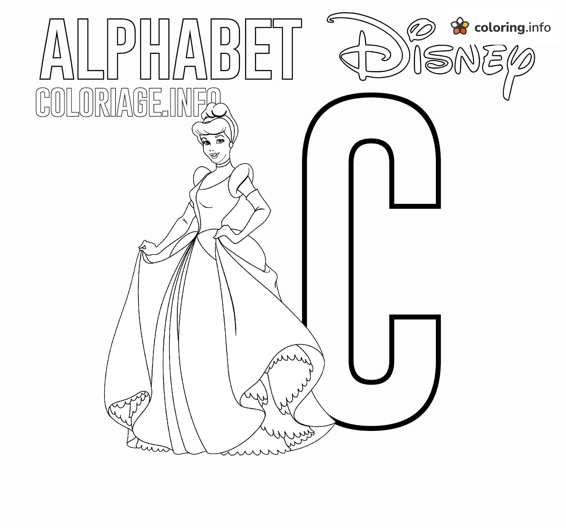 Cinderella Curtsy Disney Alphabet Letter C coloring page Cinderella Curtsy Disney Alphabet Letter C coloring page