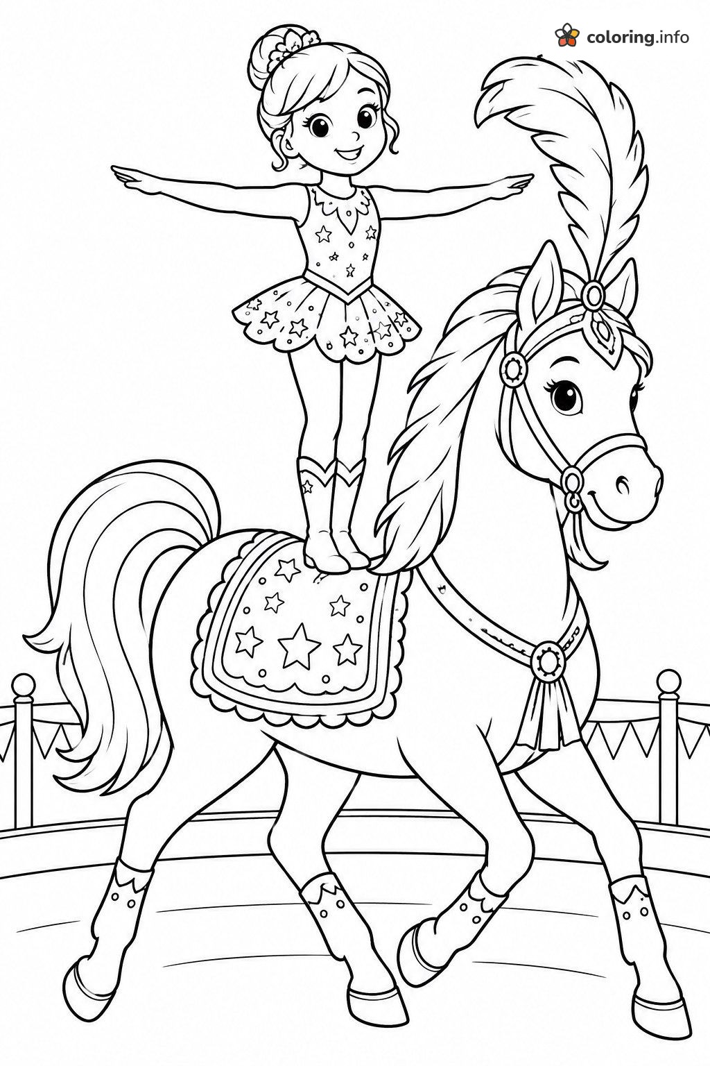 Acrobat Girl Standing on a Prancing Horse, The Greatest Showman coloring page Acrobat Girl Standing on a Prancing Horse, The Greatest Showman coloring page