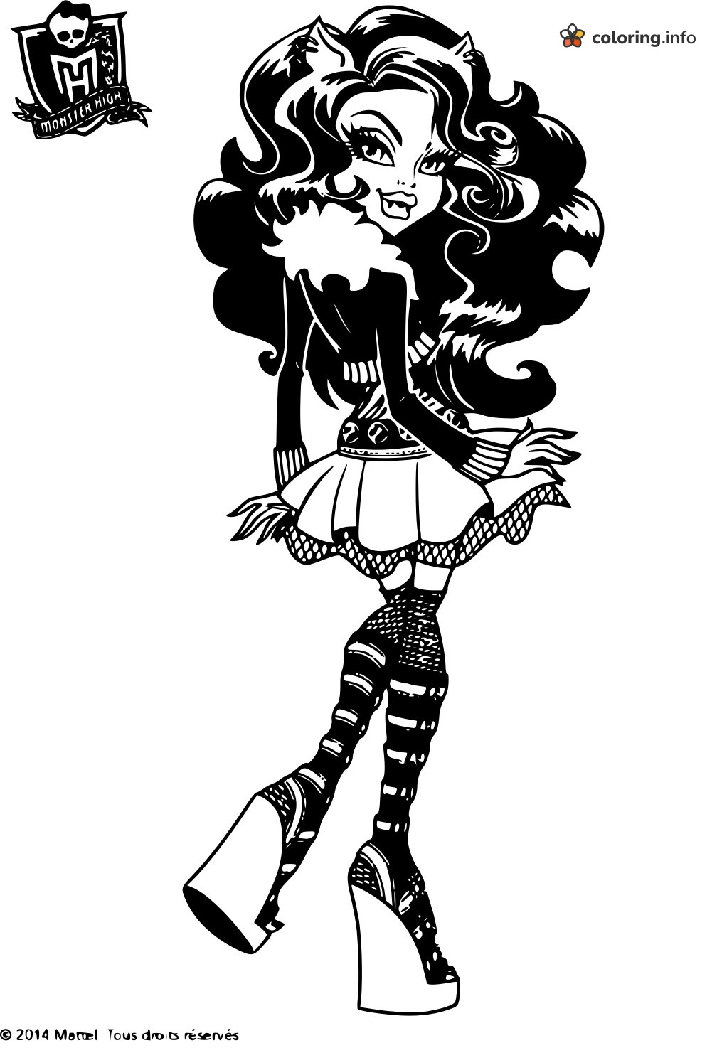 Clawdeen Wolf Monster High Pose Looking Back Over Her Shoulder coloring page Clawdeen Wolf Monster High Pose Looking Back Over Her Shoulder coloring page