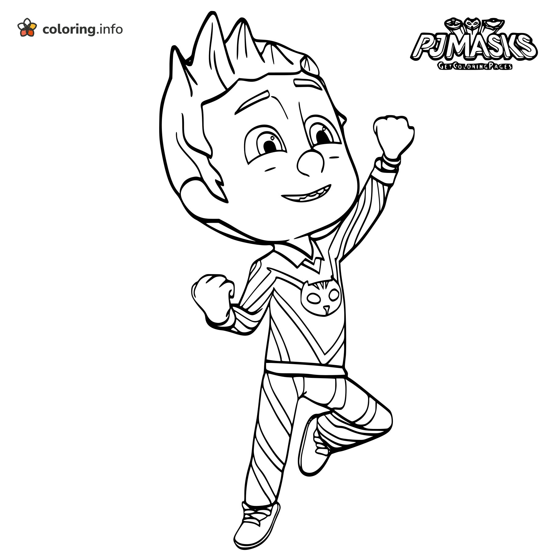Connor's Victory Pose in PJ Masks Pajamas printable coloring page Connor's Victory Pose in PJ Masks Pajamas printable coloring page
