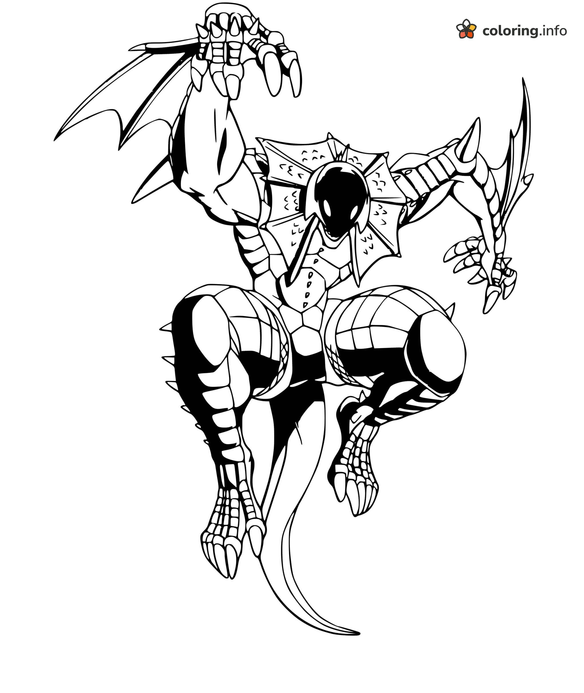 Winged Bakugan Creature Leaping Mid-Air printable coloring page Winged Bakugan Creature Leaping Mid-Air printable coloring page