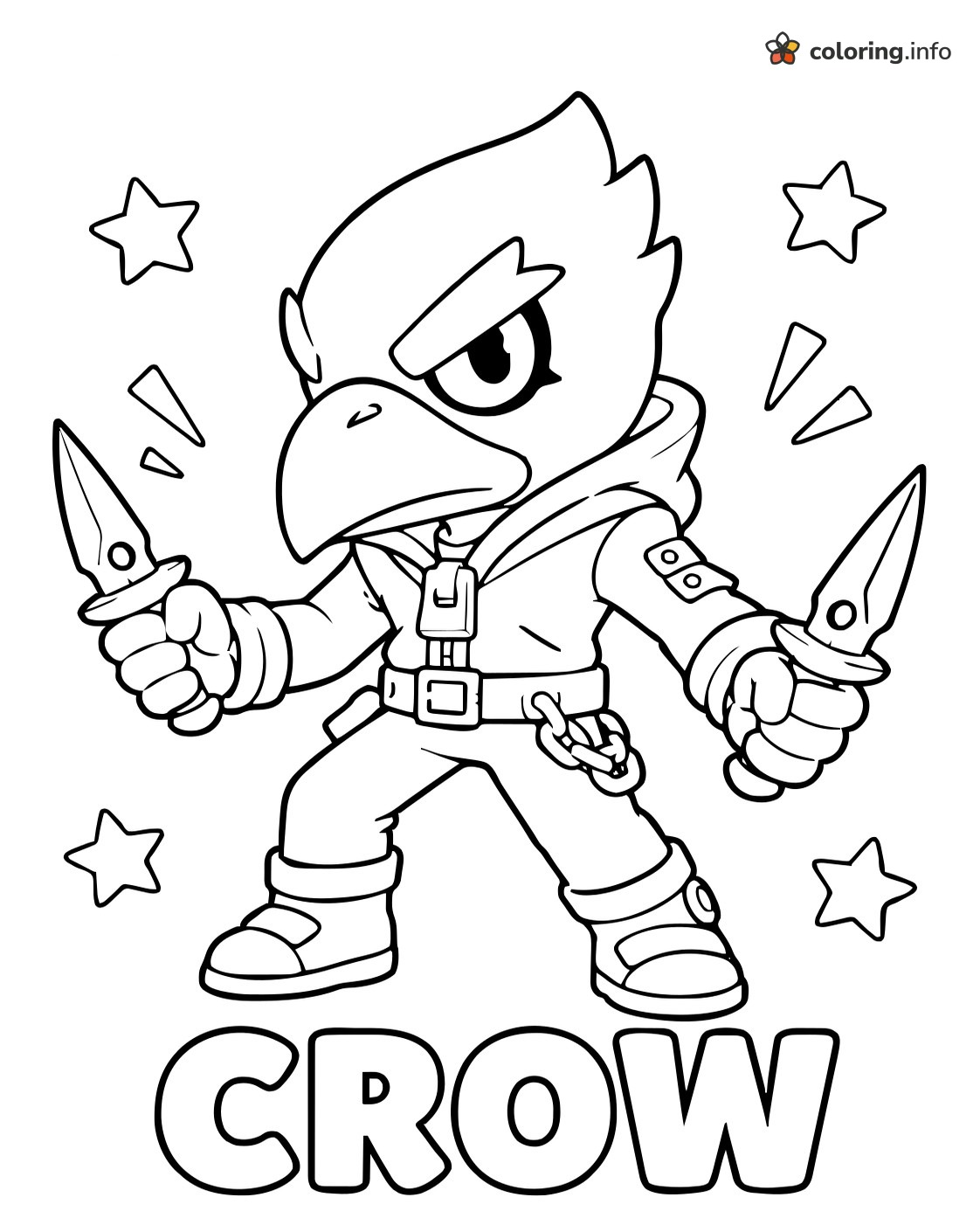Wide-Stance Crow with Daggers, Brawl Stars coloring page Wide-Stance Crow with Daggers, Brawl Stars coloring page