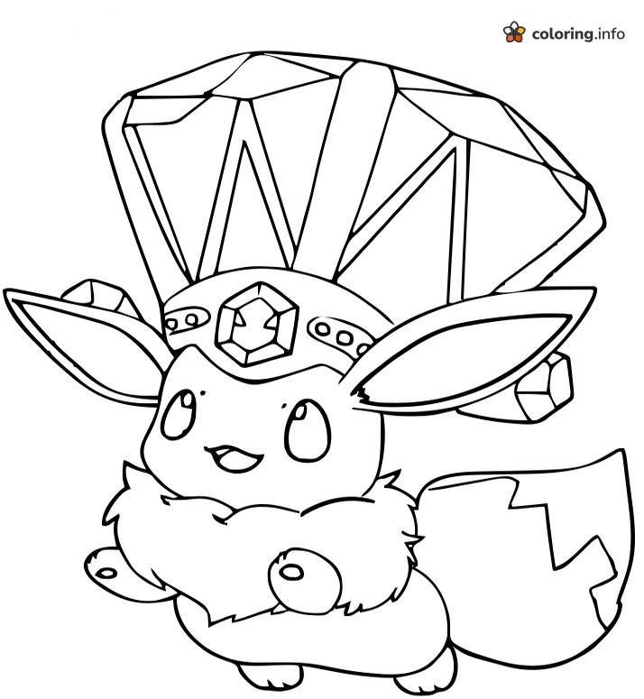 Giant Crystal Crown on a Wide-Eyed Eevee coloring sheet Giant Crystal Crown on a Wide-Eyed Eevee coloring sheet