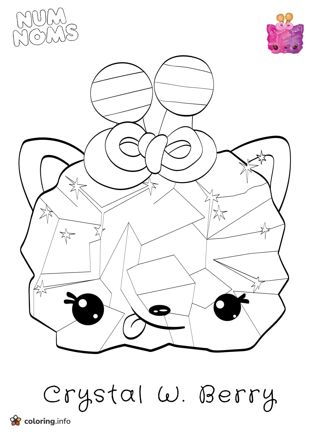Crystal W. Berry Gem Cat from Num Noms coloring page Crystal W. Berry Gem Cat from Num Noms coloring page