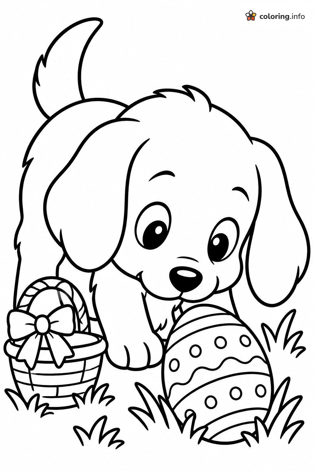 Curious Puppy Sniffs Out an Easter Egg Hunt Find coloring page Curious Puppy Sniffs Out an Easter Egg Hunt Find coloring page