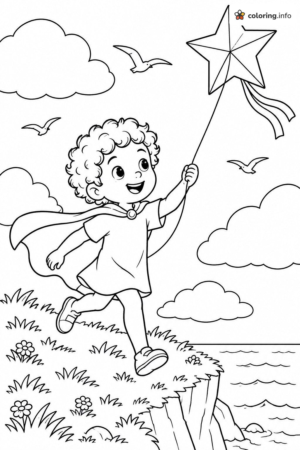 Kite Flying on the Cliff Top, Steven Universe Printable coloring page Kite Flying on the Cliff Top, Steven Universe Printable coloring page