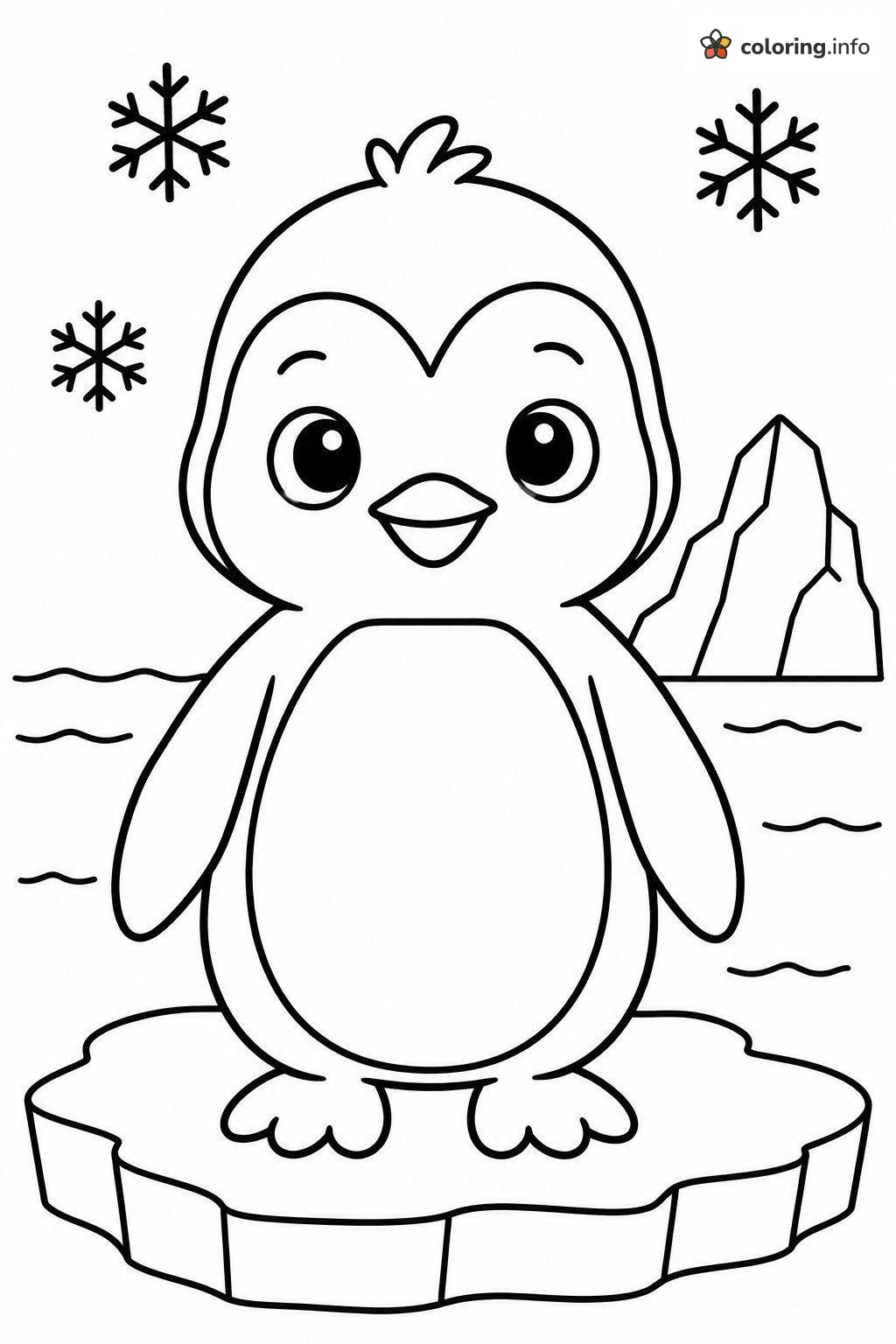 Baby Penguin on an Ice Floe, Color by Number (Adult) coloring page Baby Penguin on an Ice Floe, Color by Number (Adult) coloring page