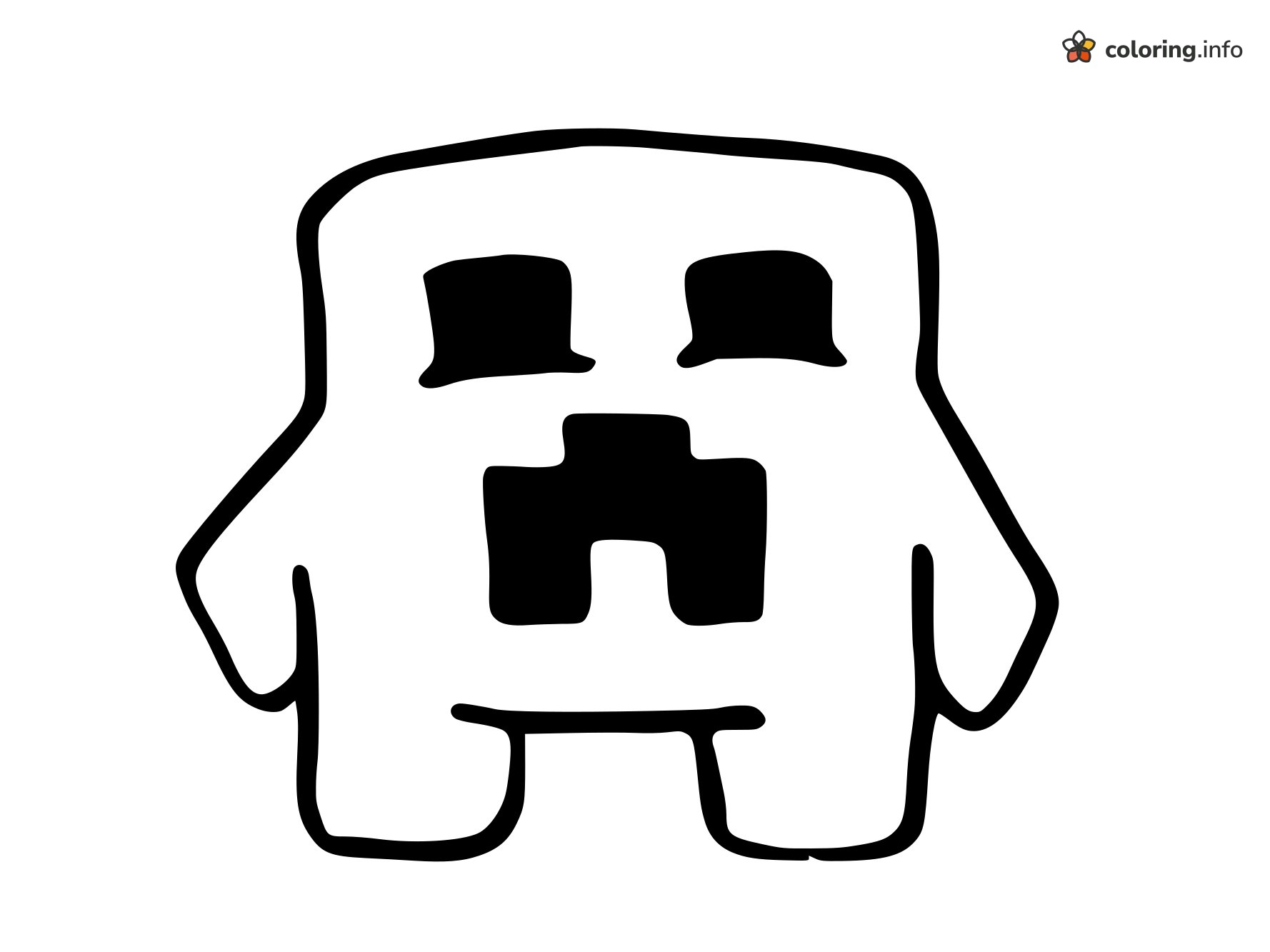 Little Chibi Creeper for Minecraft Fans printable coloring page Little Chibi Creeper for Minecraft Fans printable coloring page