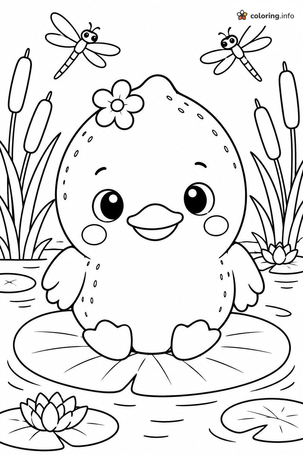 Duckling on a Lily Pad, Pikmi Pops Pond Page coloring page Duckling on a Lily Pad, Pikmi Pops Pond Page coloring page