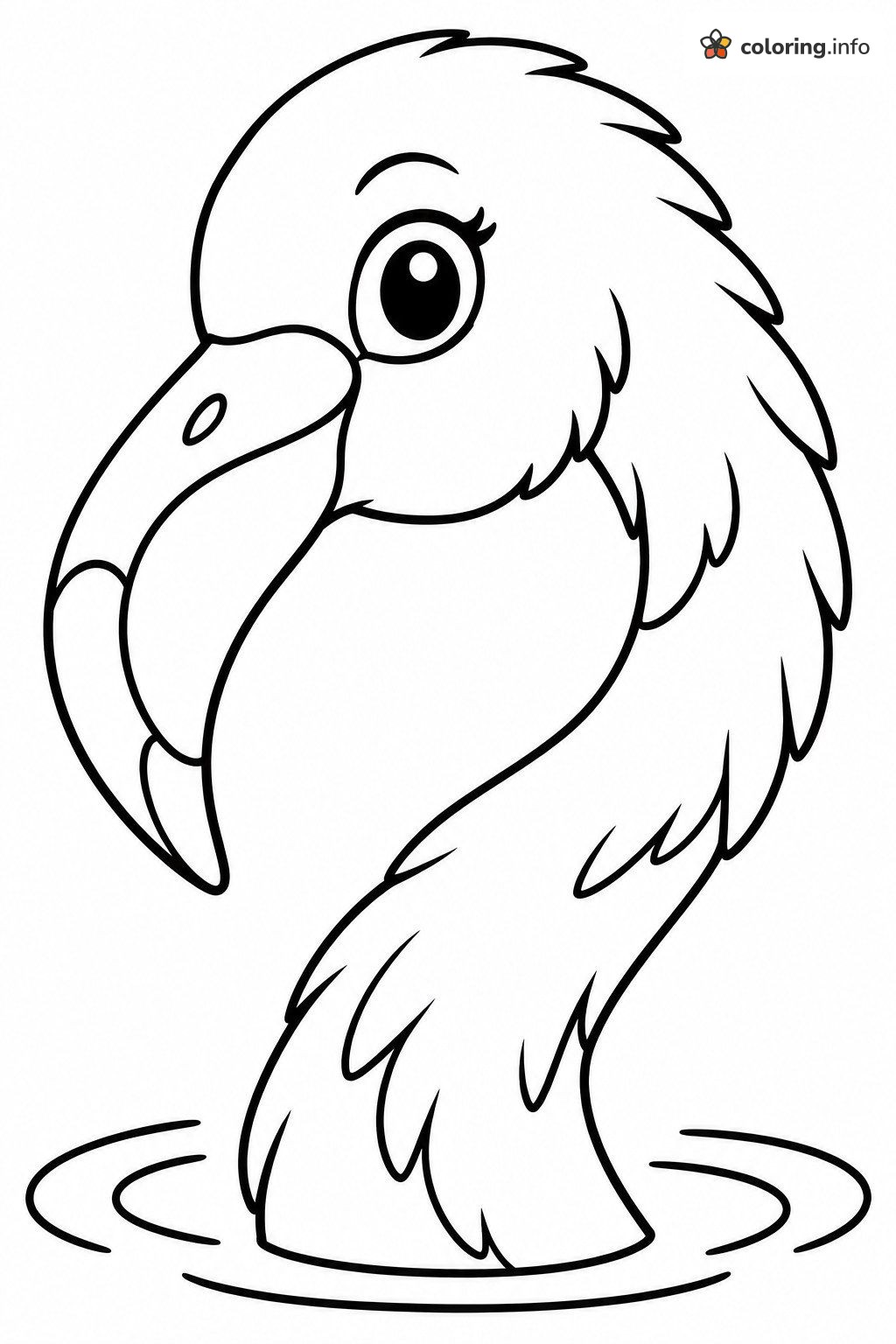 Close-Up Flamingo Head and Curvy Neck Rising From Water coloring page Close-Up Flamingo Head and Curvy Neck Rising From Water coloring page