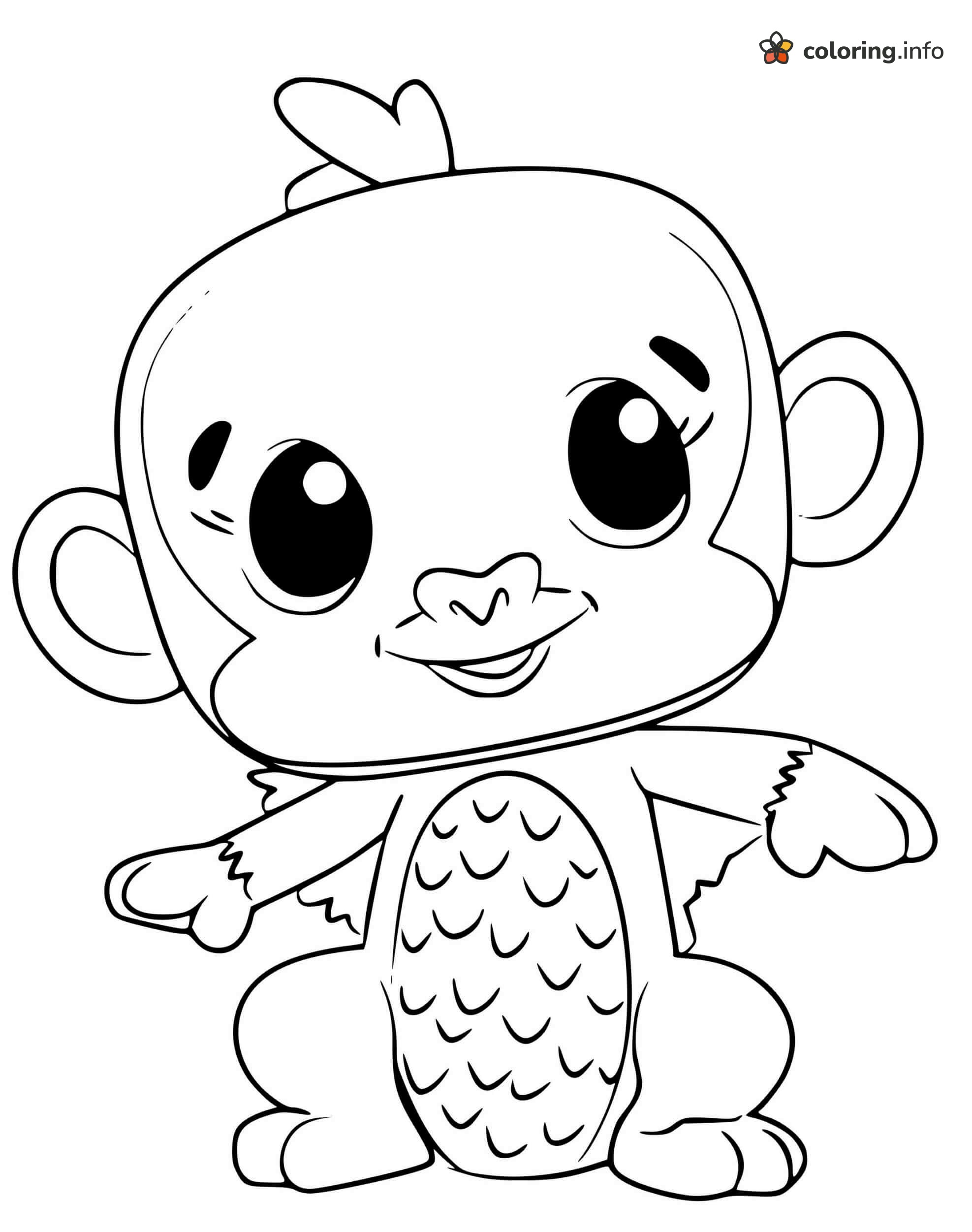 Big-Eyed Monkey Hatchimals Page with Open Arms coloring page Big-Eyed Monkey Hatchimals Page with Open Arms coloring page