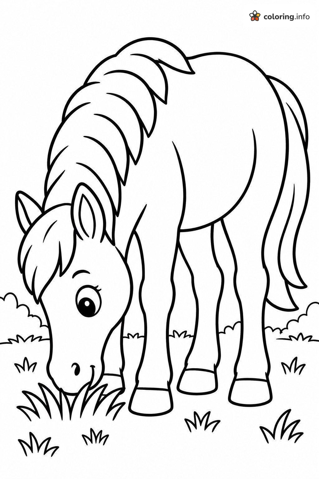A Horse Bending Down to Graze coloring page A Horse Bending Down to Graze coloring page