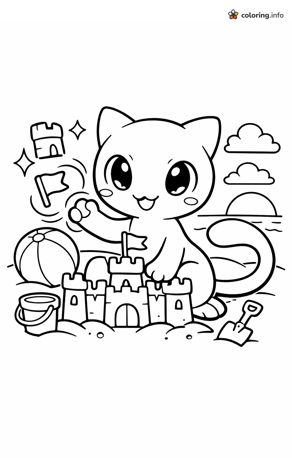 Sandcastle Fun With Mewtwo at the Beach coloring page Sandcastle Fun With Mewtwo at the Beach coloring page