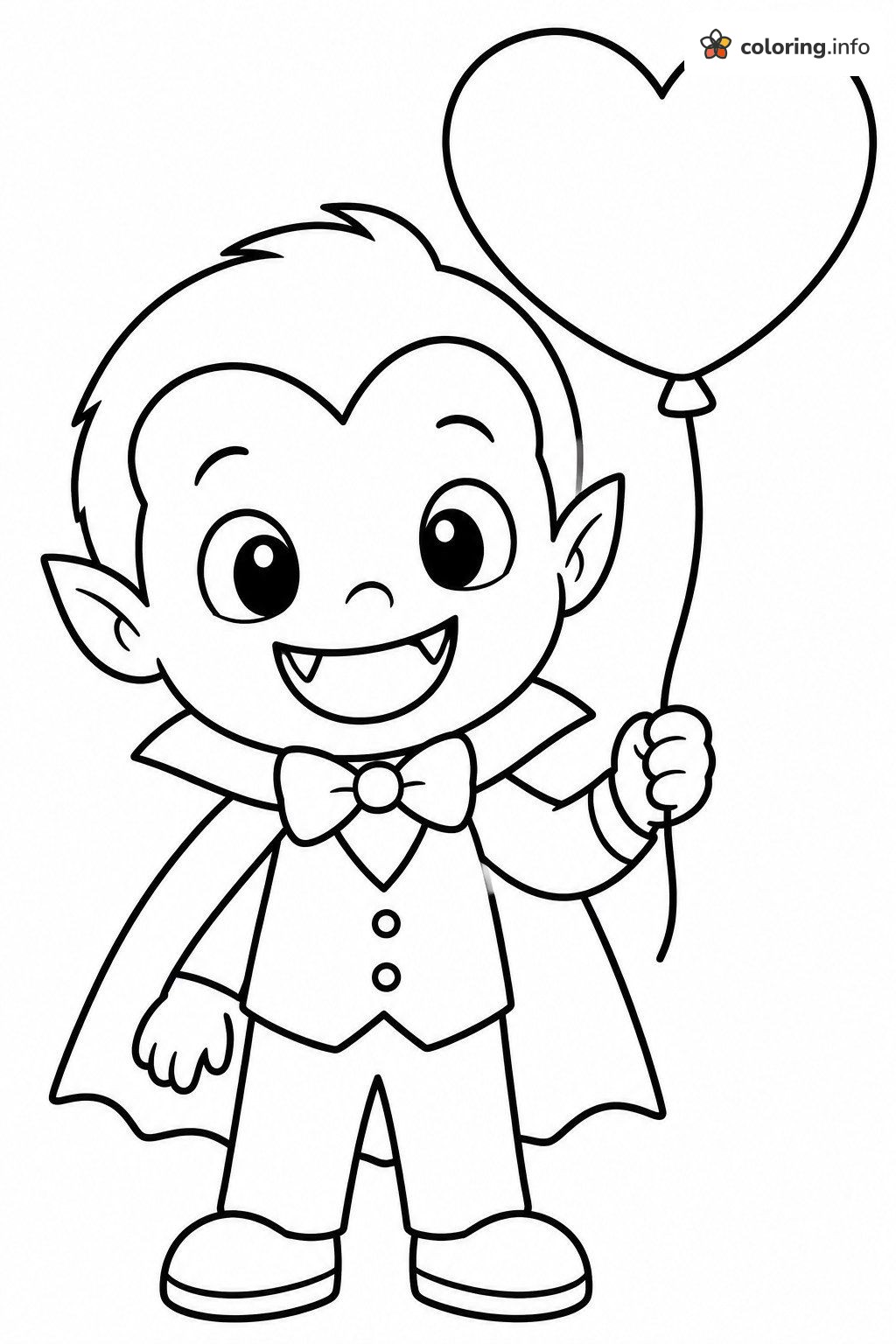 Cute Vampire Boy With a Big Heart Balloon coloring page Cute Vampire Boy With a Big Heart Balloon coloring page