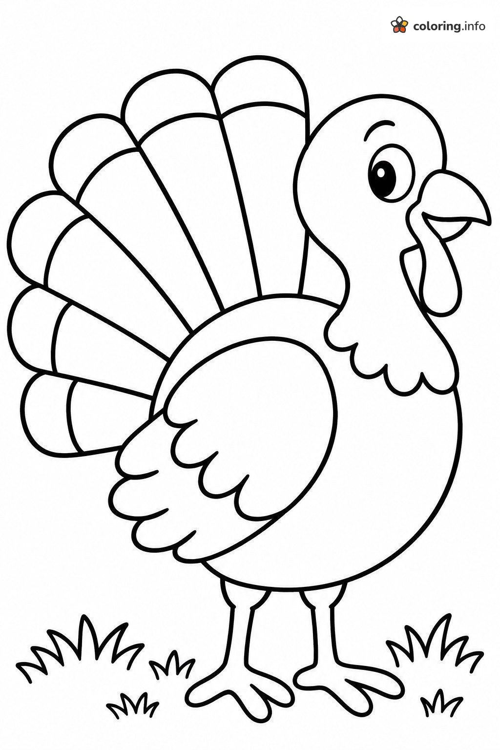 Thanksgiving Turkey Standing With Fanned Tail Feathers coloring page Thanksgiving Turkey Standing With Fanned Tail Feathers coloring page