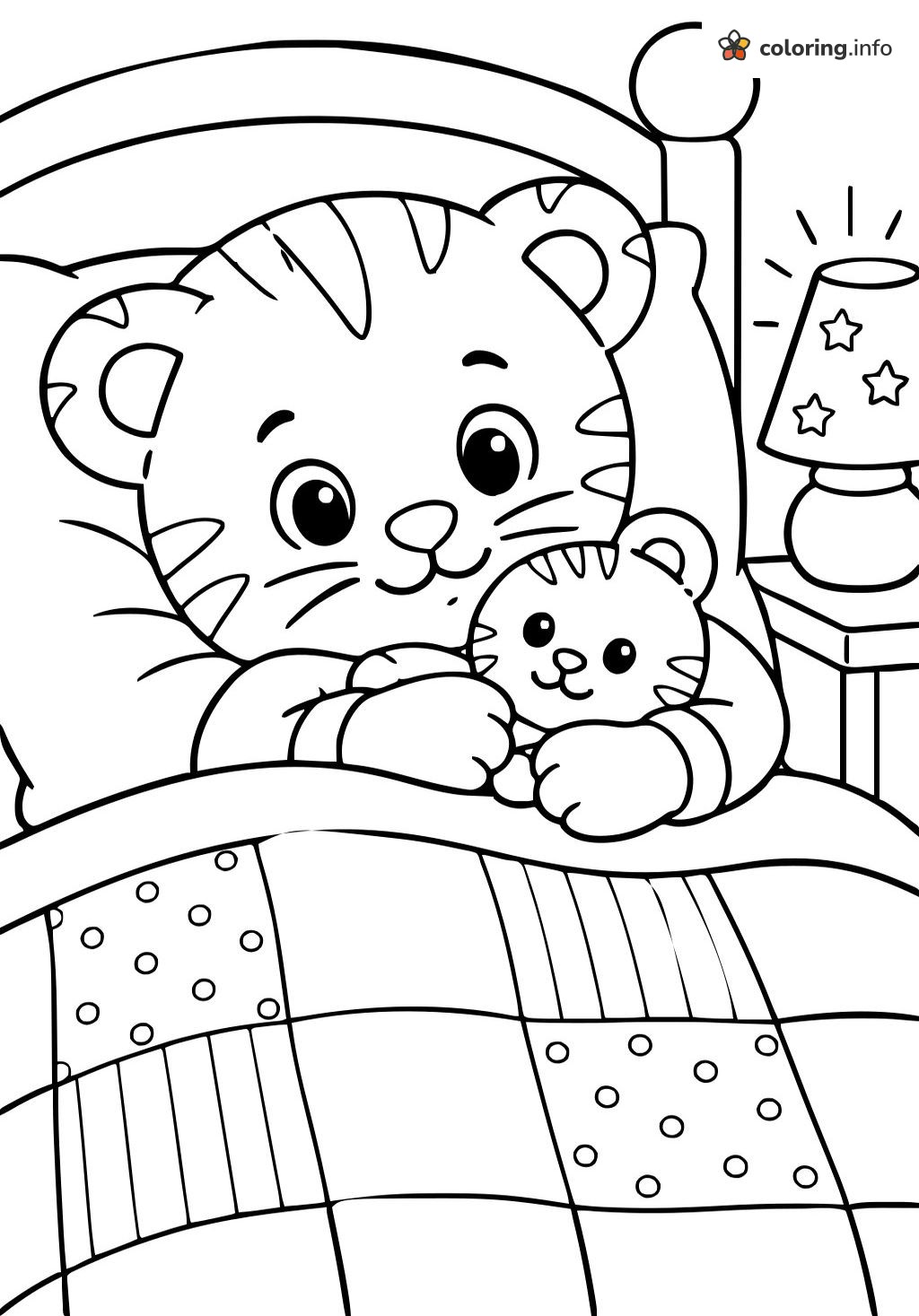 Cozy Bedtime with Daniel Tiger and His Toy coloring sheet Cozy Bedtime with Daniel Tiger and His Toy coloring sheet