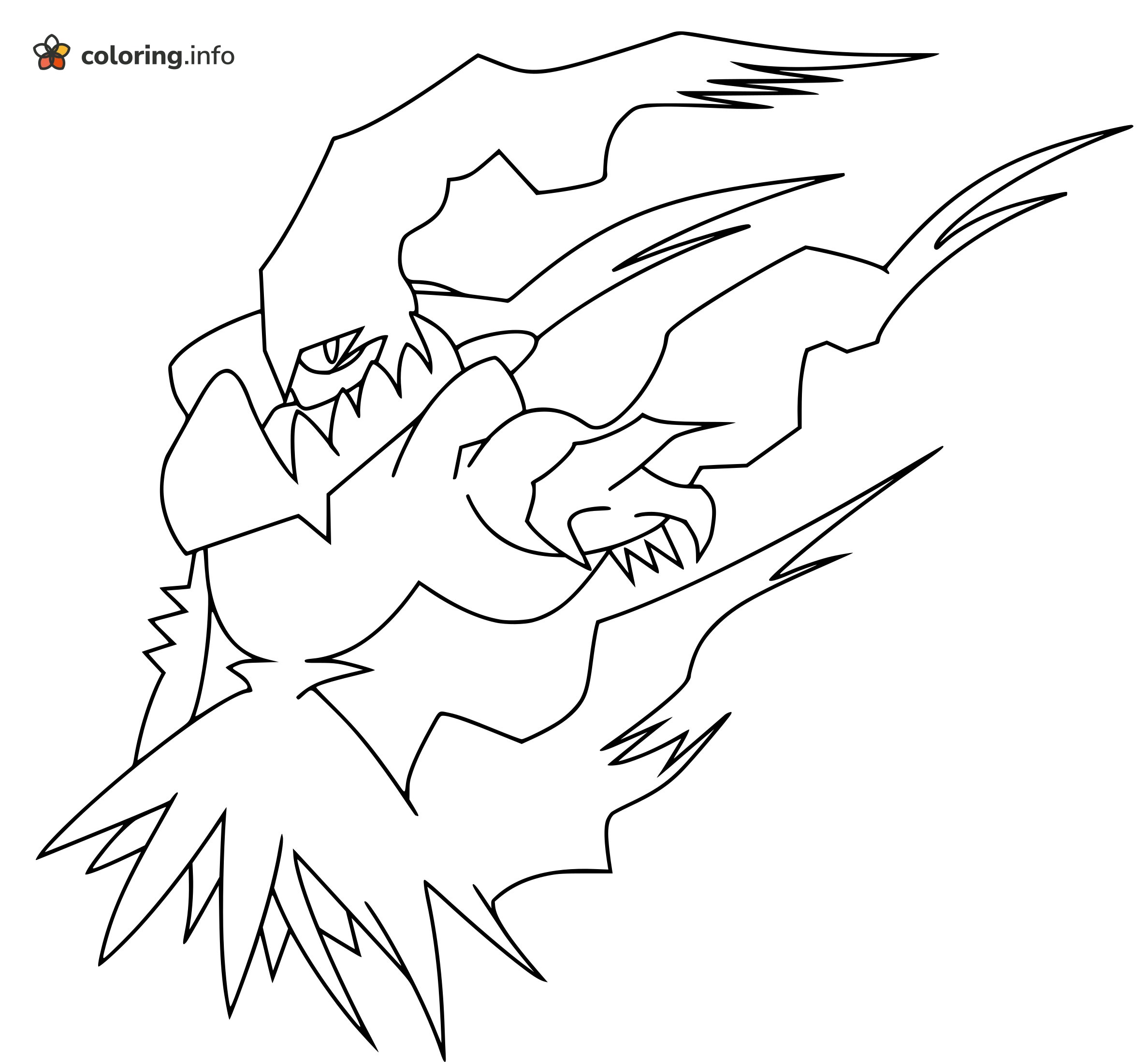 Shadowy Darkrai, a Legendary Pokémon Swooping Forward coloring page Shadowy Darkrai, a Legendary Pokémon Swooping Forward coloring page