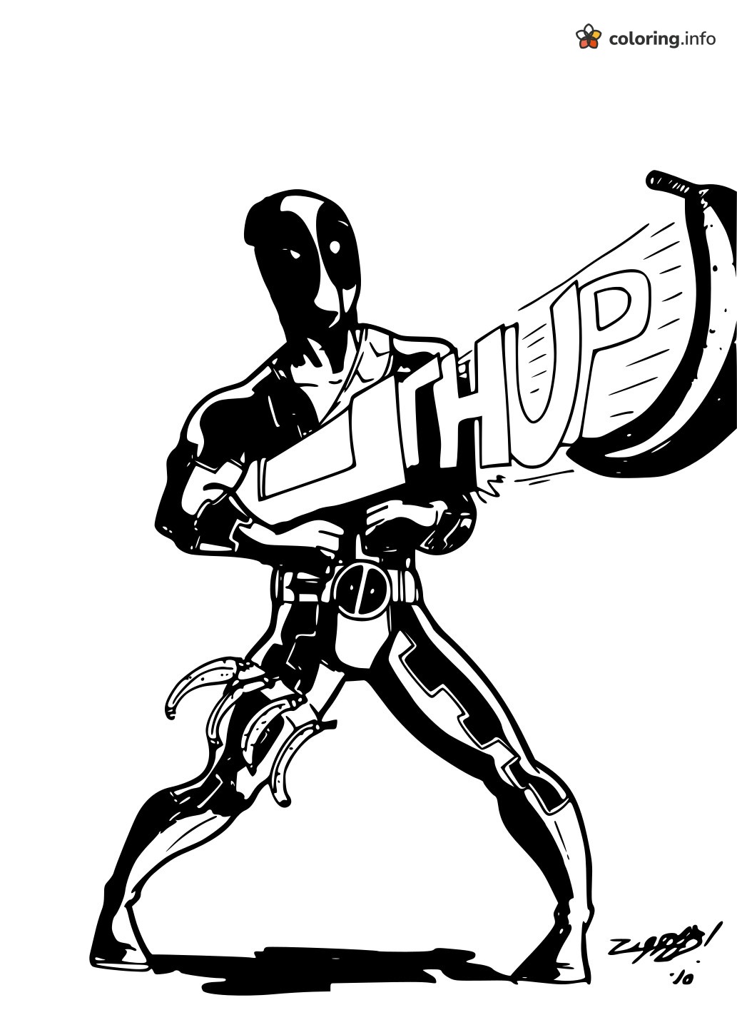 Banana Blaster Deadpool Going THUP coloring page Banana Blaster Deadpool Going THUP coloring page