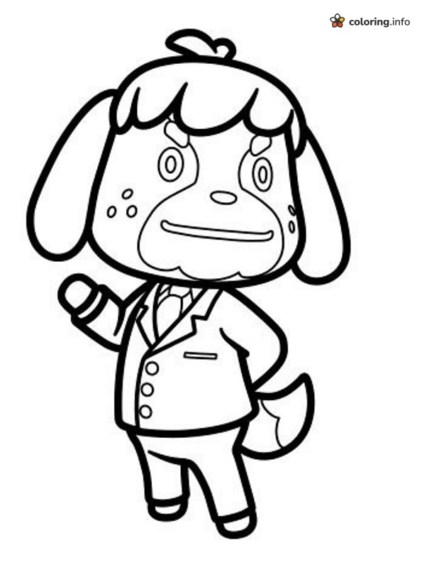 Digby from Animal Crossing Waving in a Suit coloring page Digby from Animal Crossing Waving in a Suit coloring page