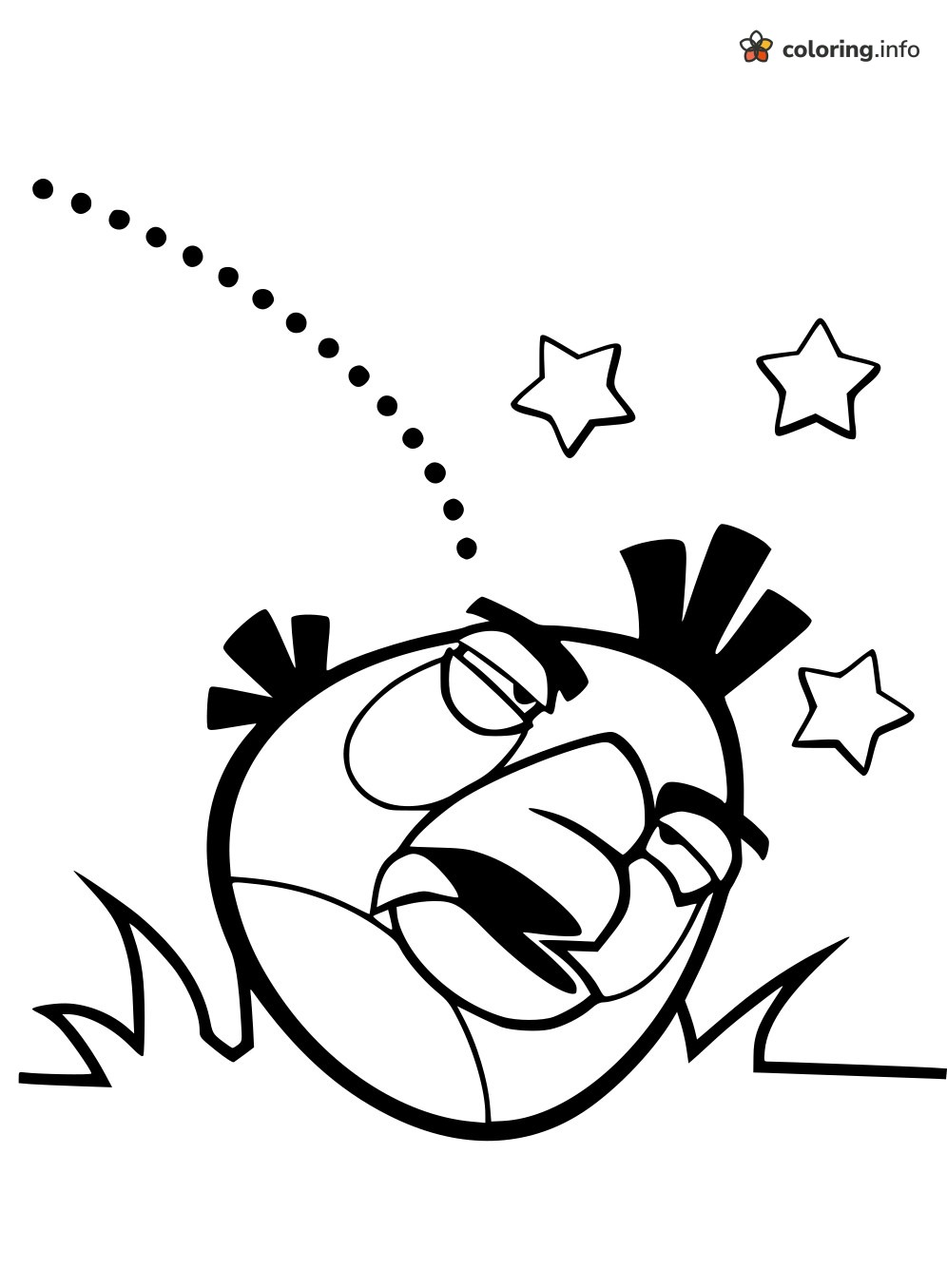 Dizzy Bird Seeing Stars After a Crash Landing, Angry Birds printable coloring page Dizzy Bird Seeing Stars After a Crash Landing, Angry Birds printable coloring page