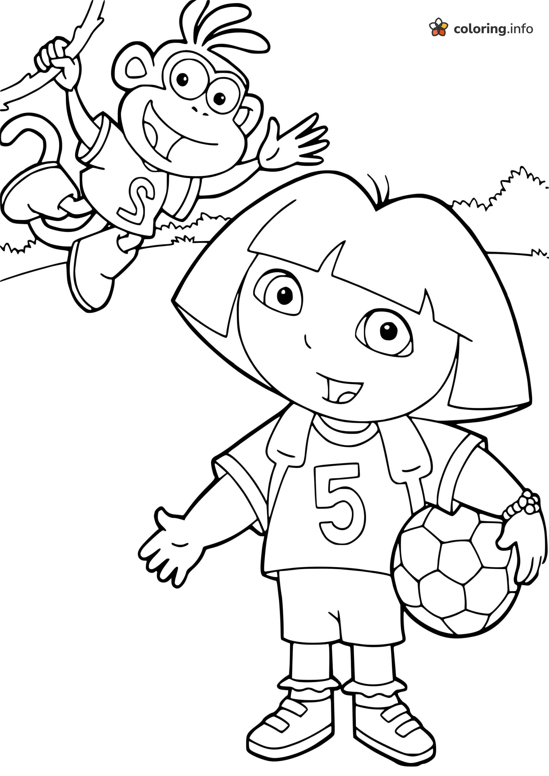 Soccer Buddies Dora the Explorer and Boots coloring page Soccer Buddies Dora the Explorer and Boots coloring page