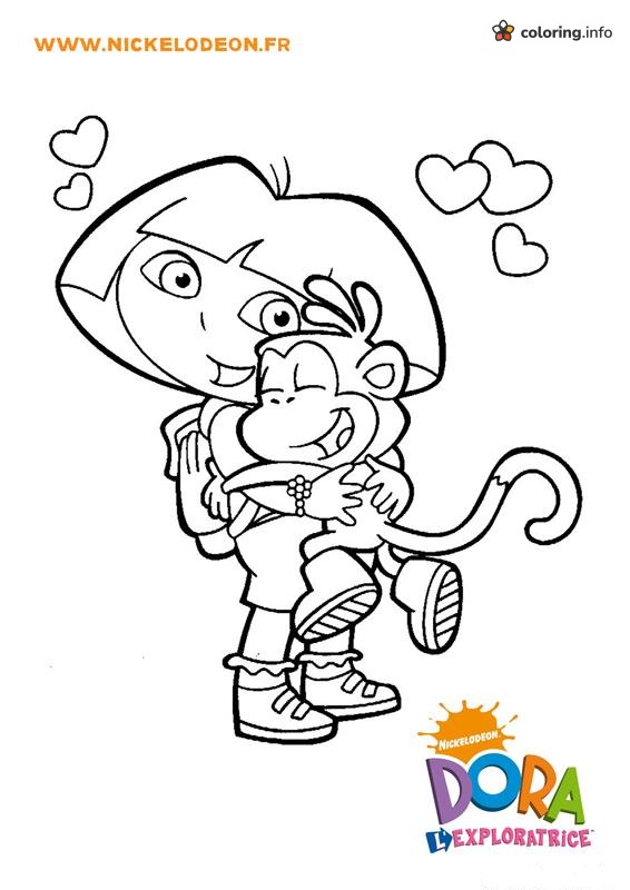Big Hug for Boots from Dora the Explorer coloring page Big Hug for Boots from Dora the Explorer coloring page