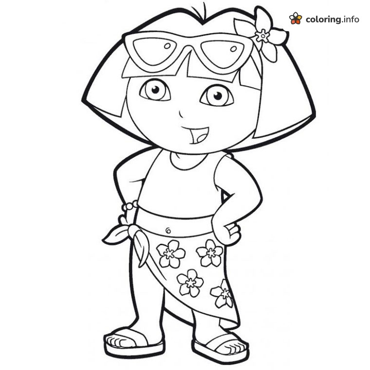 Beach Day Sarong and Sunglasses, Dora the Explorer coloring page Beach Day Sarong and Sunglasses, Dora the Explorer coloring page