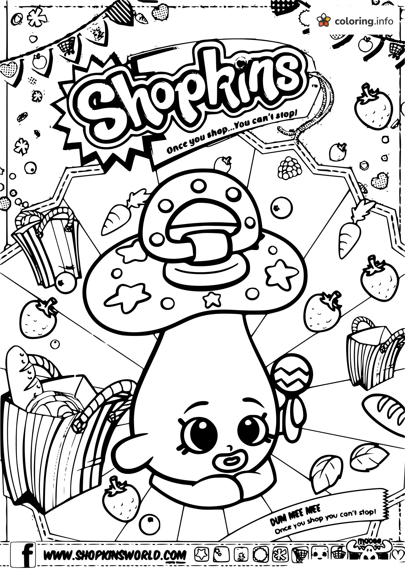 Dum Mee Mee Pacifier Shopkins Scene With Rattle coloring page Dum Mee Mee Pacifier Shopkins Scene With Rattle coloring page