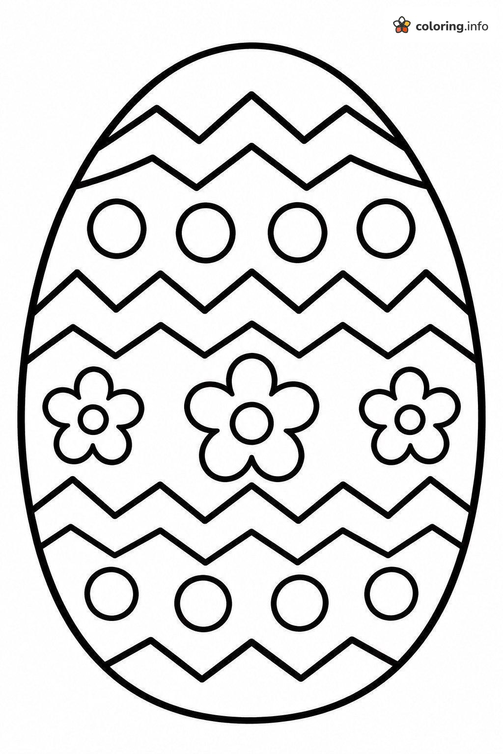 Large Oval Easter Egg with Flowers and Zigzags coloring page Large Oval Easter Egg with Flowers and Zigzags coloring page